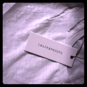 large white short sleeve distressed tee